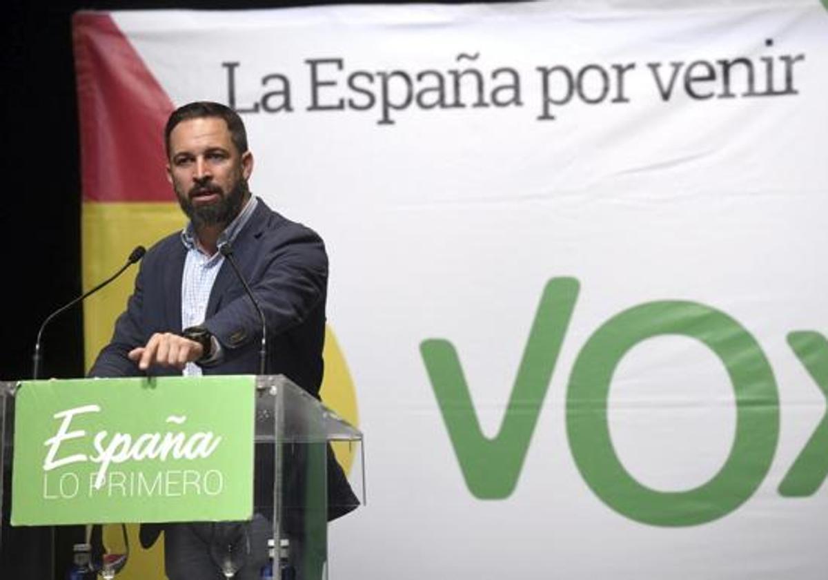 Santiago Abascal, Líder de VOX, durante su participación en un acto electoral en Burgos, en la pasadas elecciones generales.