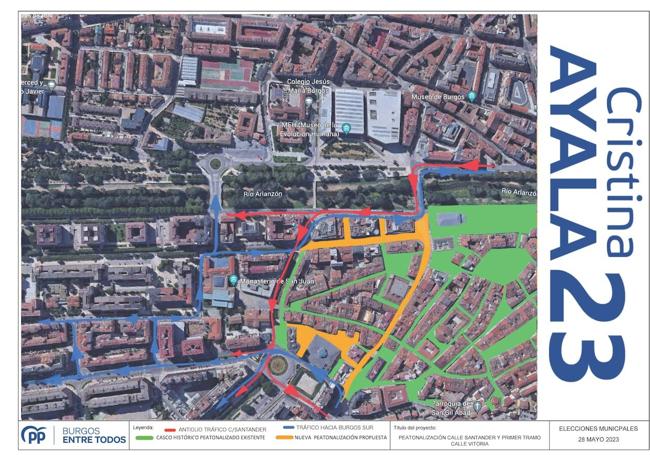 Mapa presentado por el PP de Burgos con las acciones planteadas.