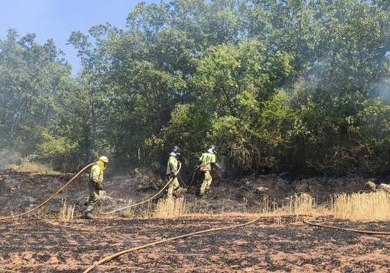 Foto de archivo de los bomberos en una actuación en un incendio forestal.