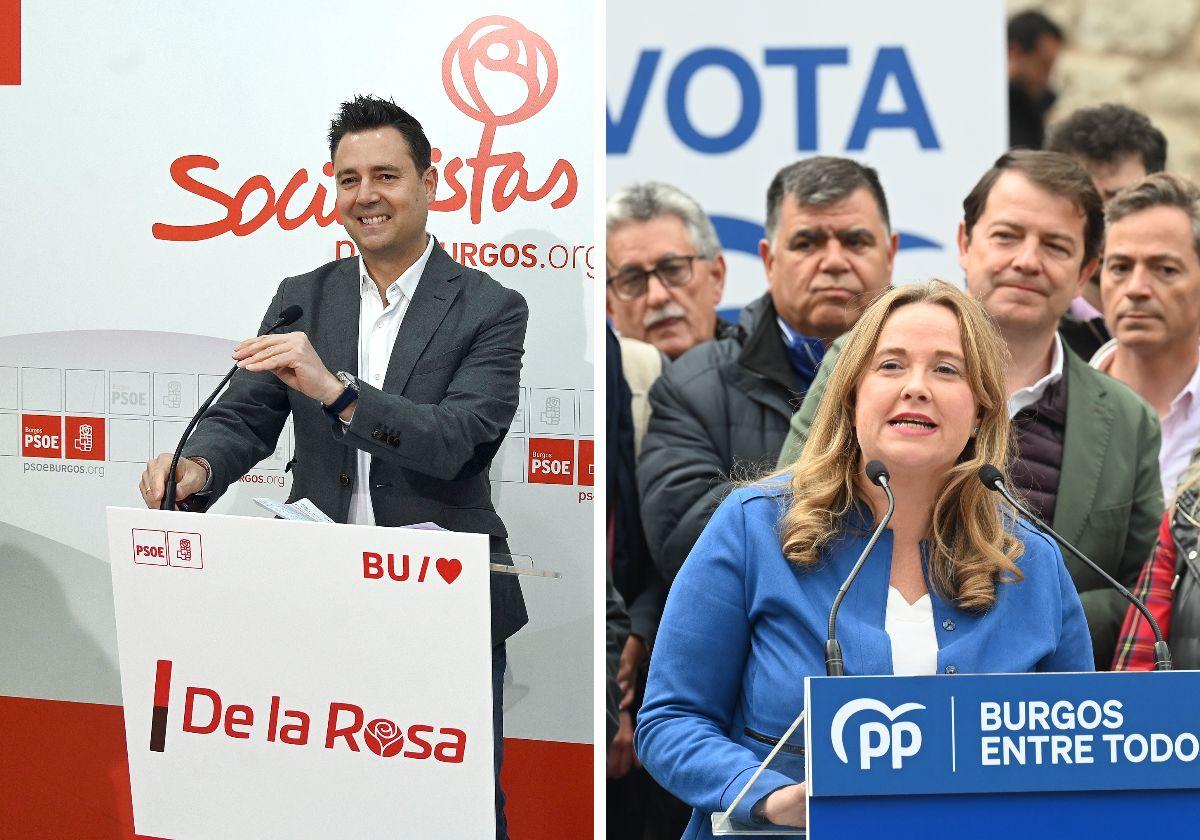 Daniel de la Rosa y Cristina Ayala, candidatos del PSOE y PP a la Alcaldía de Burgos.