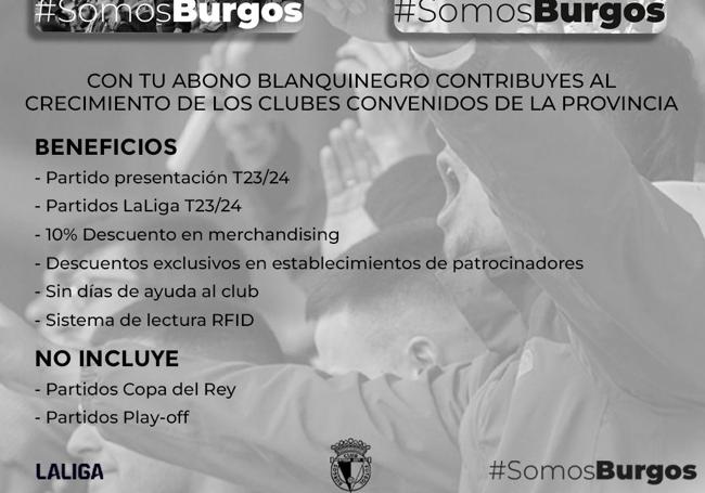 Beneficios y partidos no incluidos con el abono del Burgos CF para la temporada 23/24