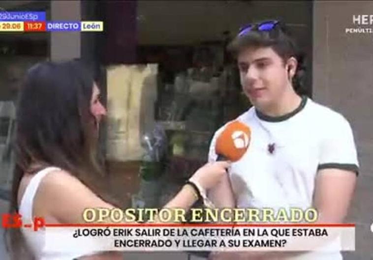 Momento en el que la reportera y el opositor se percatan de que Susanna Grisso tiene el micrófono abierto.