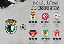 Calendario de amistosos en pretemporada.