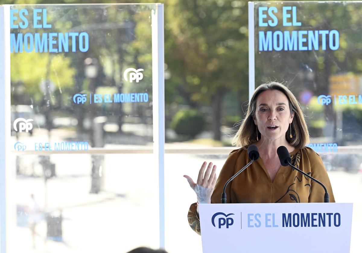 La secretaria general del PP y portavoz en el Congreso, Cuca Gamarra, en Burgos.