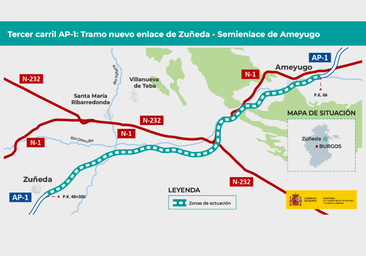 La AP-1 incorporará terceros carriles en un tramo de Burgos