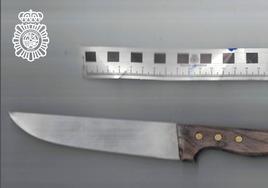 Cuchillo esgrimido por el presunto autor de las amenazas al dueño de un bar de la Plaza Mayor de Aranda de Duero