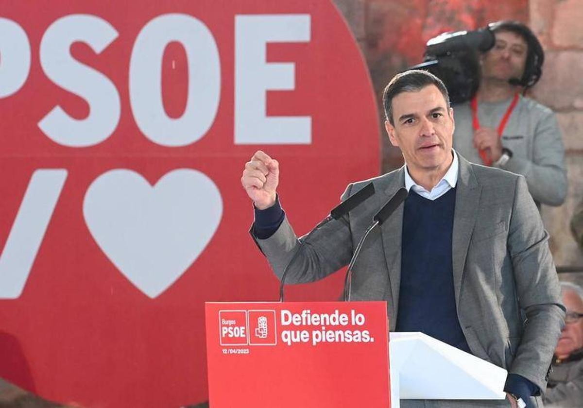 Pedro Sánchez en un acto en Burgos.