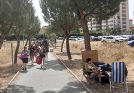 Llegada de los primeros acampados al parque General Gutiérrez de Aranda de Duero