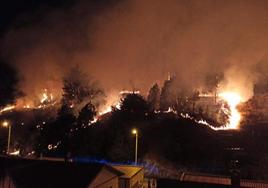 Imagen de archivo de un incendio forestal en el castillo de Burgos.