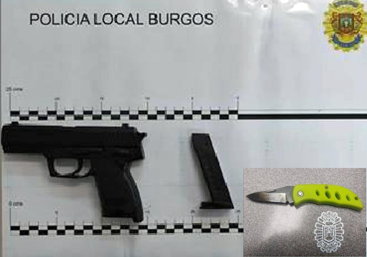 La Policía intervinó a los jóvenes un arma corta simulada y una navaja de 11 centímetros.