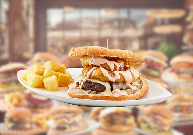 El plato 'Hamburguesa El Plaza' del restaurante burgalés 'El Plaza'