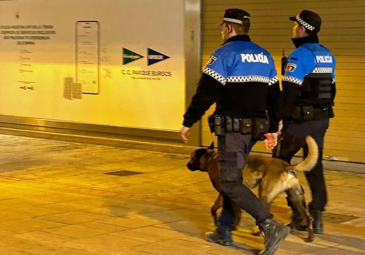 Dos agentes de la Policía Local de Burgos por las calles de la ciudad.