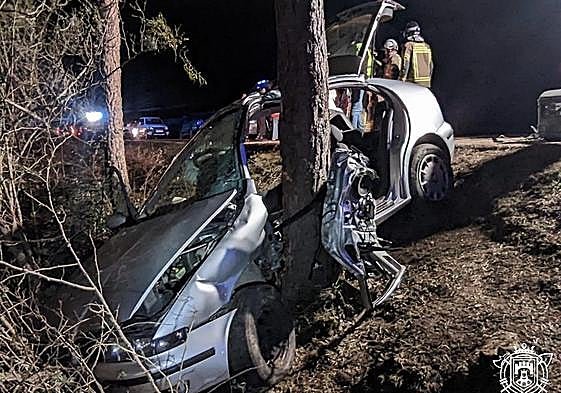 Estado del vehículo tras salirse de la vía.