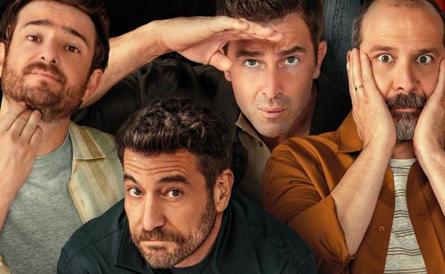 Gorka Otxoa, Raúl Tejón, Fernando Gil y Fele Martínez, los cuatro machirulos protagonistas de 'Machos alfa'.