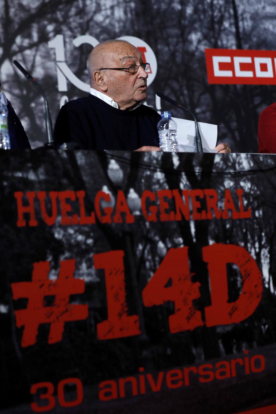 Nicolás Redondo, en diciembre de 2018, durante el 30 aniversario de la histórica huelga general del 14 de dicimebre de 1988.