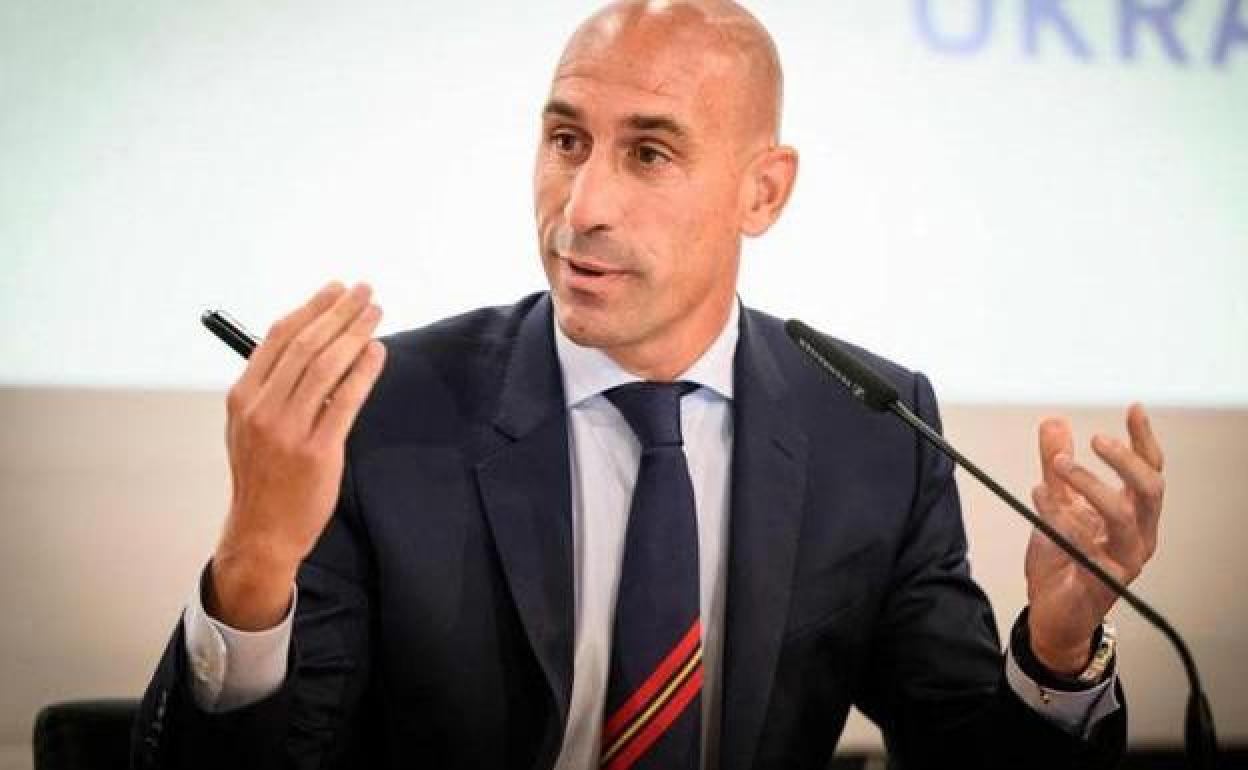 Luis Rubiales, durante una rueda de prensa