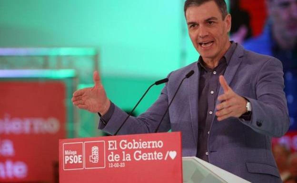 El presidente del Gobierno, Pedro Sánchez, en un mitin del PSOE.