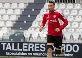 Andy Rodríguez, en un entrenamiento del Burgos CF.