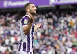 Shon Weissman, tras marcar ante el Leganés en Zorrilla con el Real Valladolid.