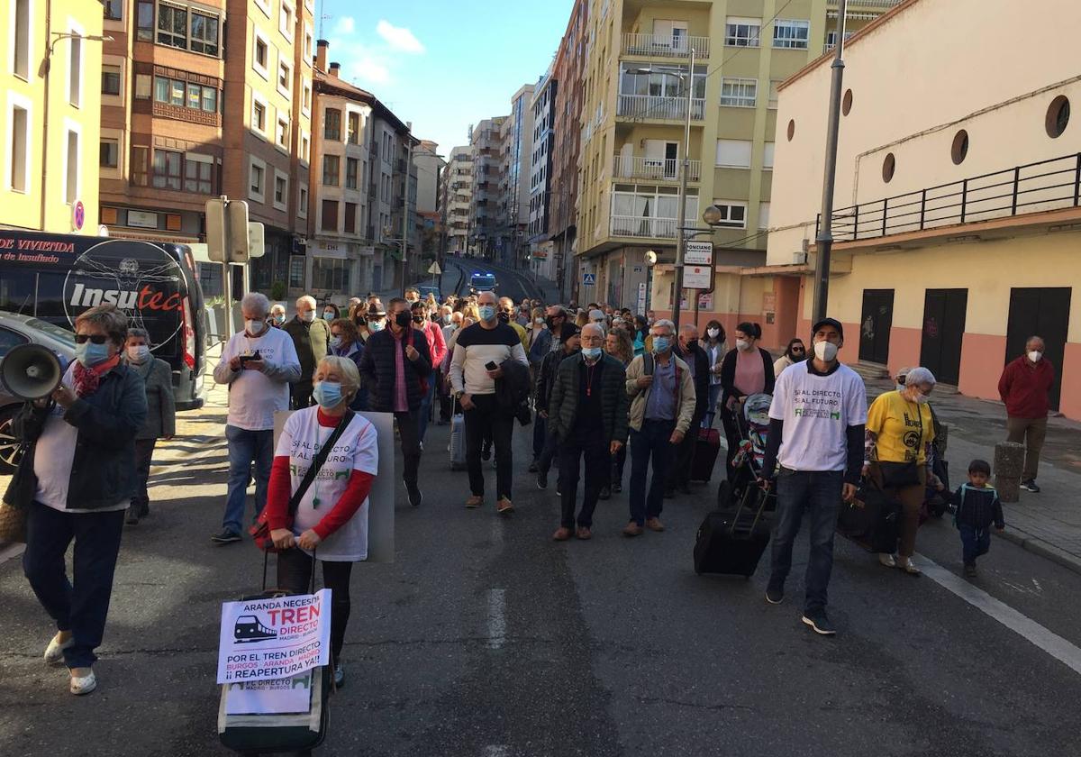 Manifestación a favor del Tren Directo en Aranda.