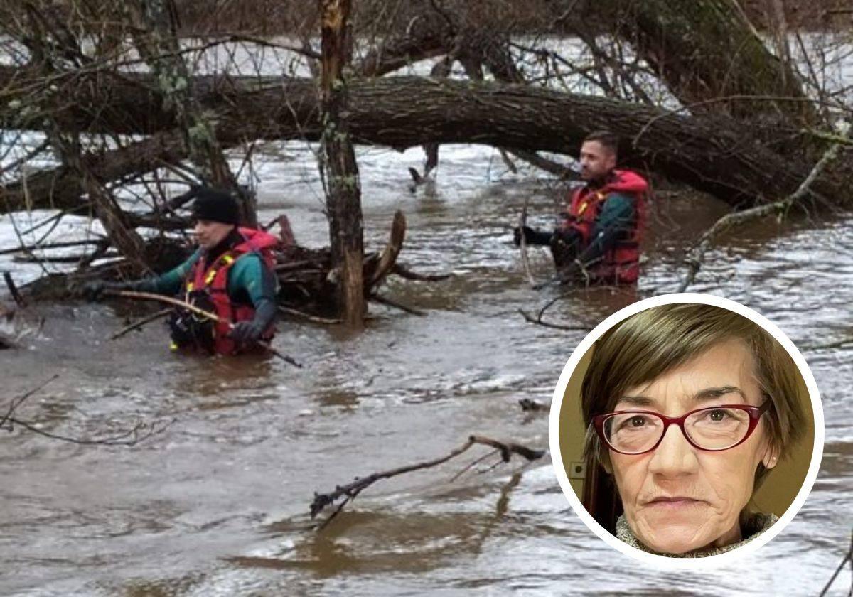 Los GEAS peinan el río Pedroso. En el círculo la mujer desaparecida.