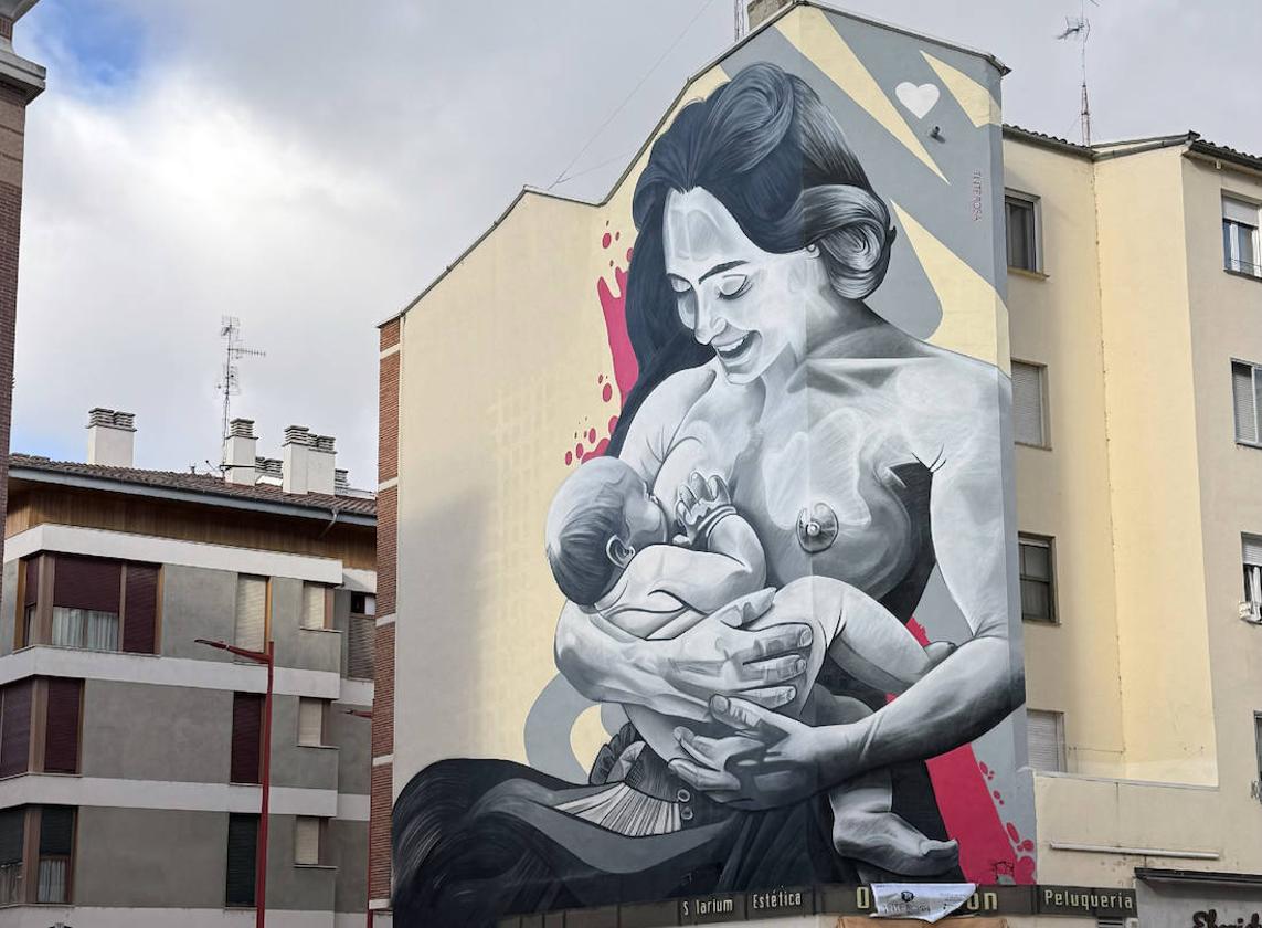 Amamanto, el mural ubicado en la calle Ronda del Ferrocarril 19 de Miranda de Ebro, ha sido elegido como el cuarto mejor del mundo