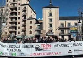 Imagen de archivo de una manifestación por el tren directo en Aranda de Duero.