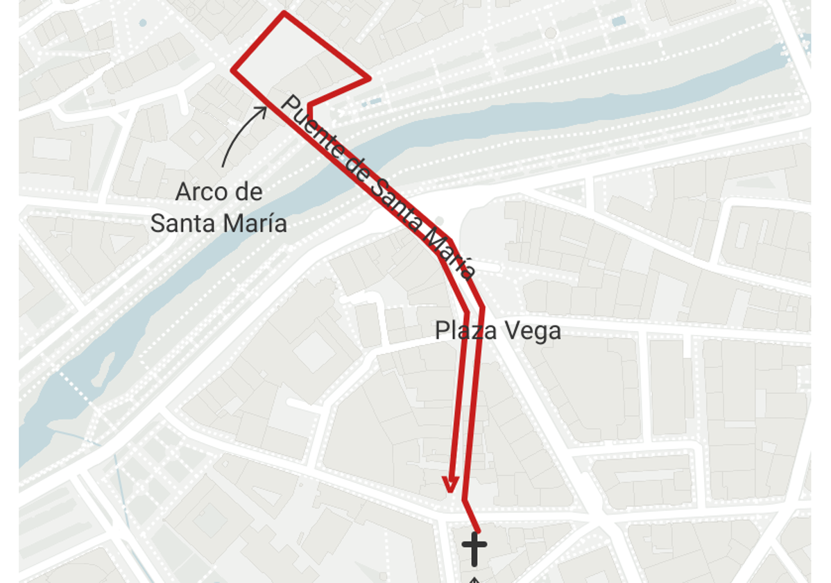 Recorrido de la procesión de la Virgen de las Angustias.