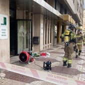 Un incendio da el susto en una oficina de Caja Rural en Burgos