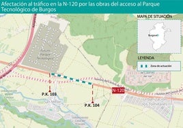 Mapa de situación del corte de tráfico previsto.