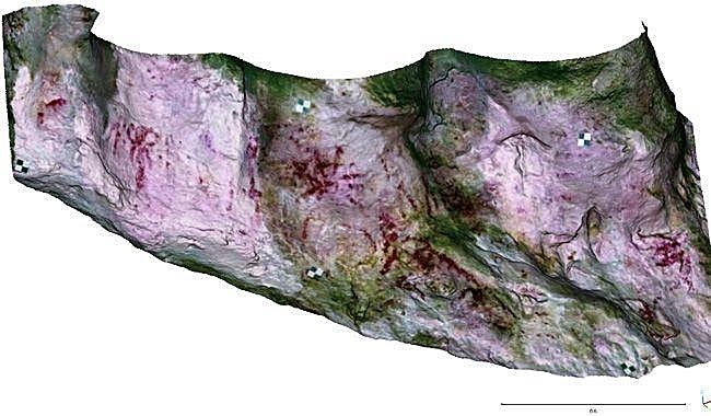 Modelo 3D del panel rupestre principal de la Cova del Tabac.