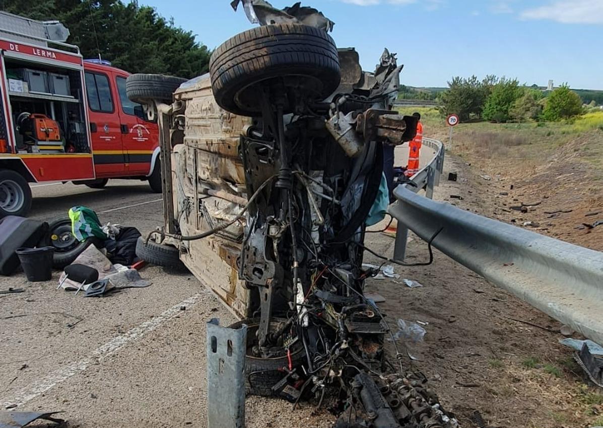 Imagen secundaria 1 - Trasladado al HUBU en helicóptero tras un aparatoso accidente en Lerma