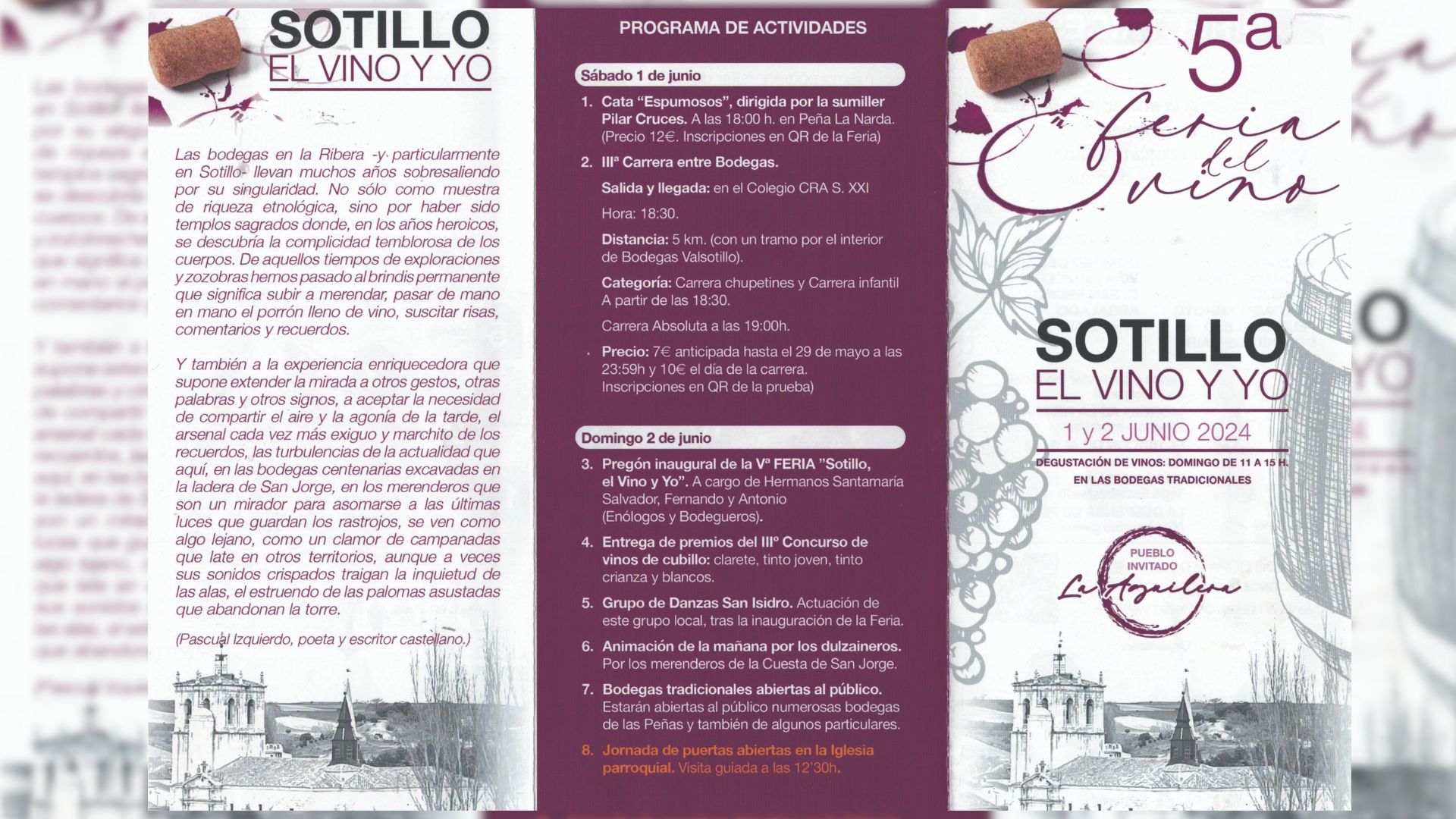 Programa de la Feria 'Sotillo, el vino y yo' de 2024. Comisión Cuesta de San Jorge