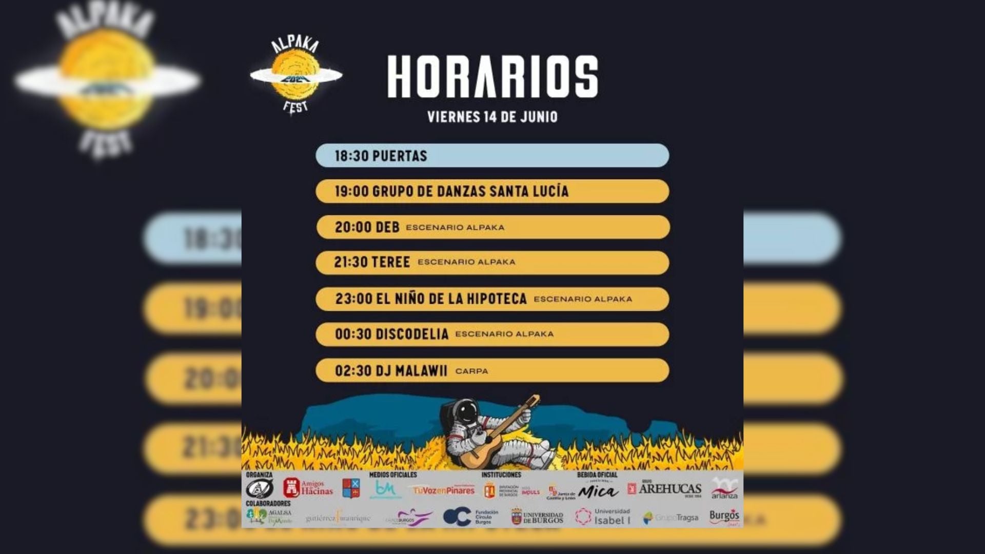 Horarios Alpaka Fest viernes 14 de junio