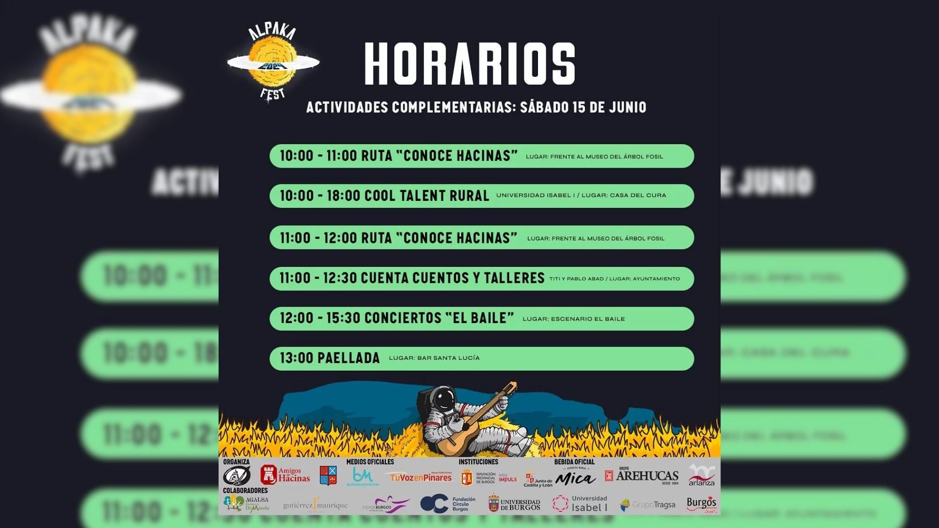 Horarios de actividades complementarias del Alpaka Fest