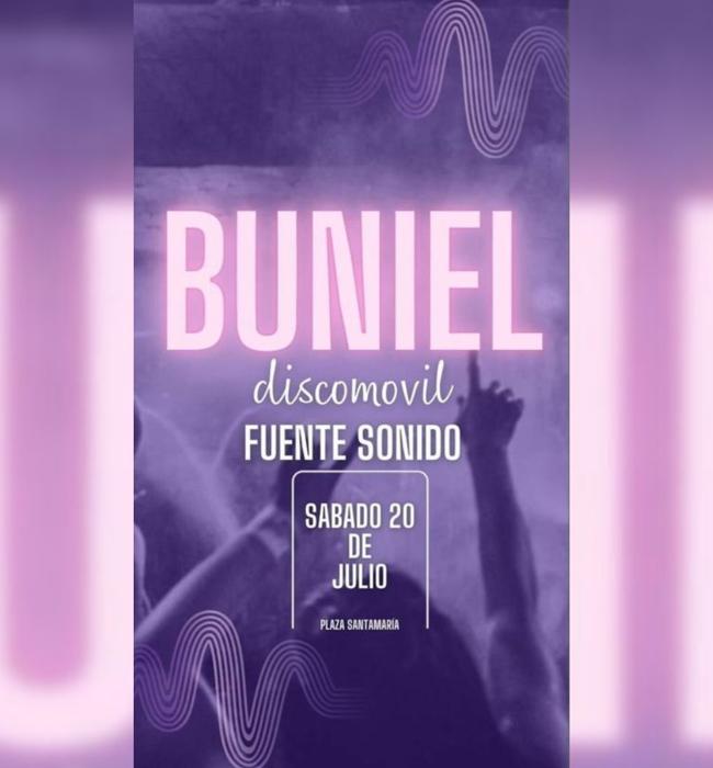 Cartel de la discomóvil de Buniel del 20 de julio de 2024.