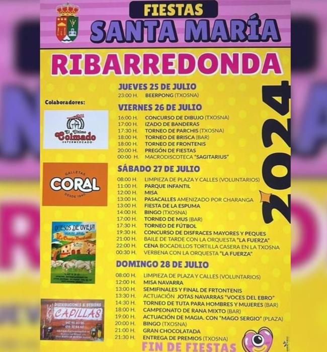 Cartel de fiestas de Santa María Ribarredonda 2024.