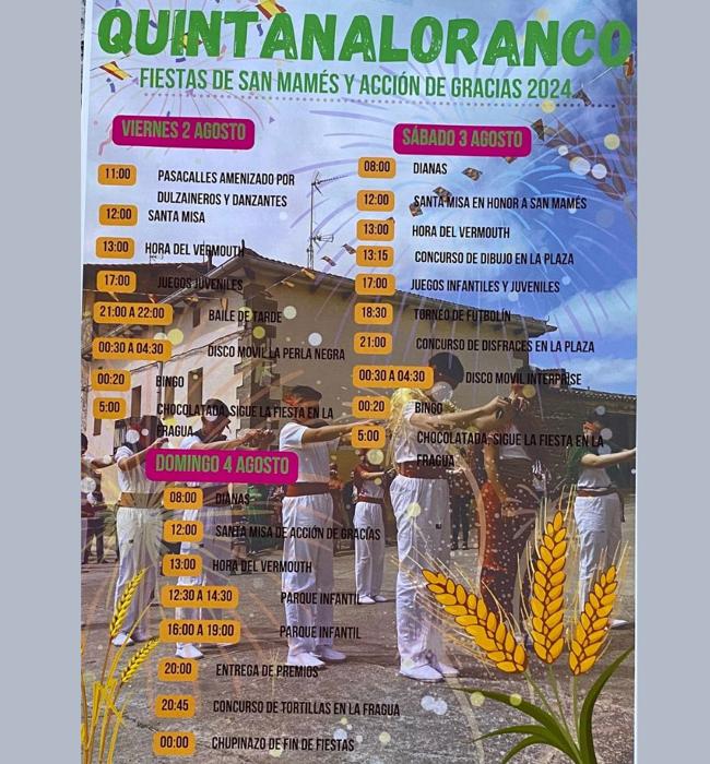 Cartel de fiestas de Quintanaloranco 2024.