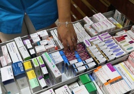 Medicamentos contra la depreseión en una farmacia.