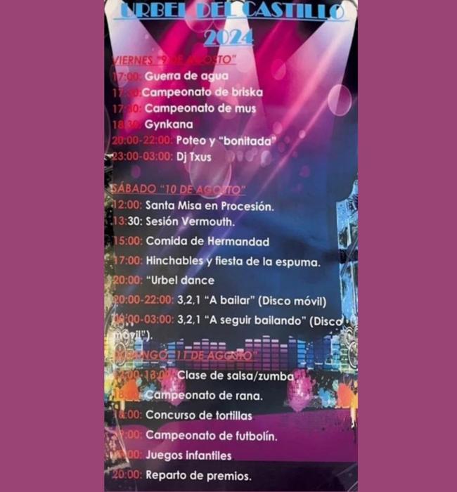 Cartel de fiestas de Urbel del Castillo 2024.