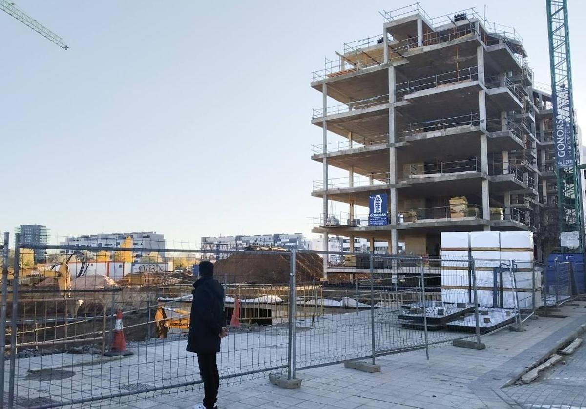 Imagen de la construcción de una promoción de viviendas en Burgos.