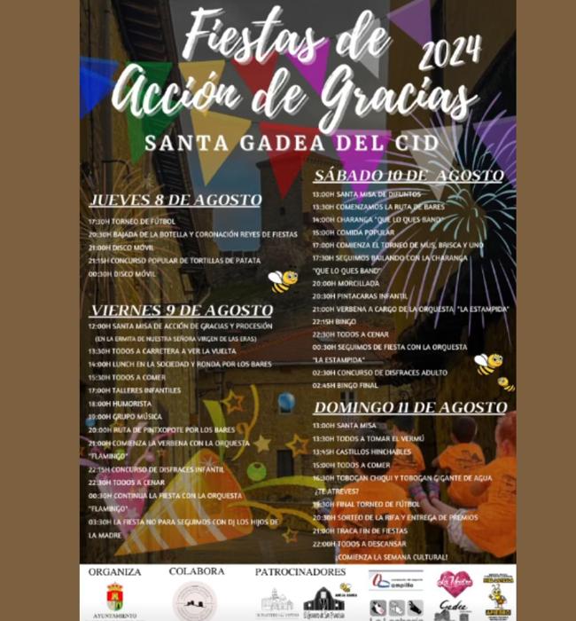 Cartel de fiestas de Santa Gadea del Cid 2024.