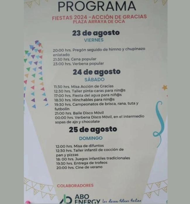 Cartel de fiestas de Arraya de Oca 2024.