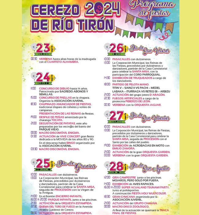 Cartel de fiestas de Cerezo de Río Tirón 2024.