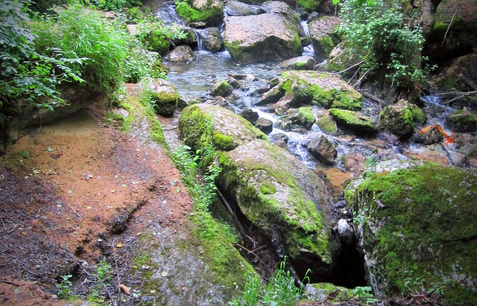 El río Guareña se despeña al interior de la cueva por una pequeña sima.