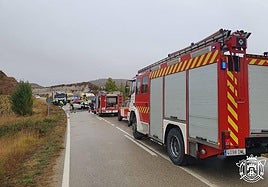 Imagen del accidente en el que han fallecido dos vecinos de Tardajos este jueves.