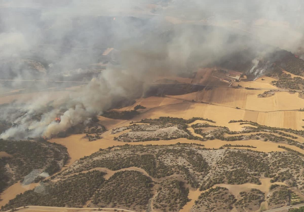 Imagen de aérea del incendio.