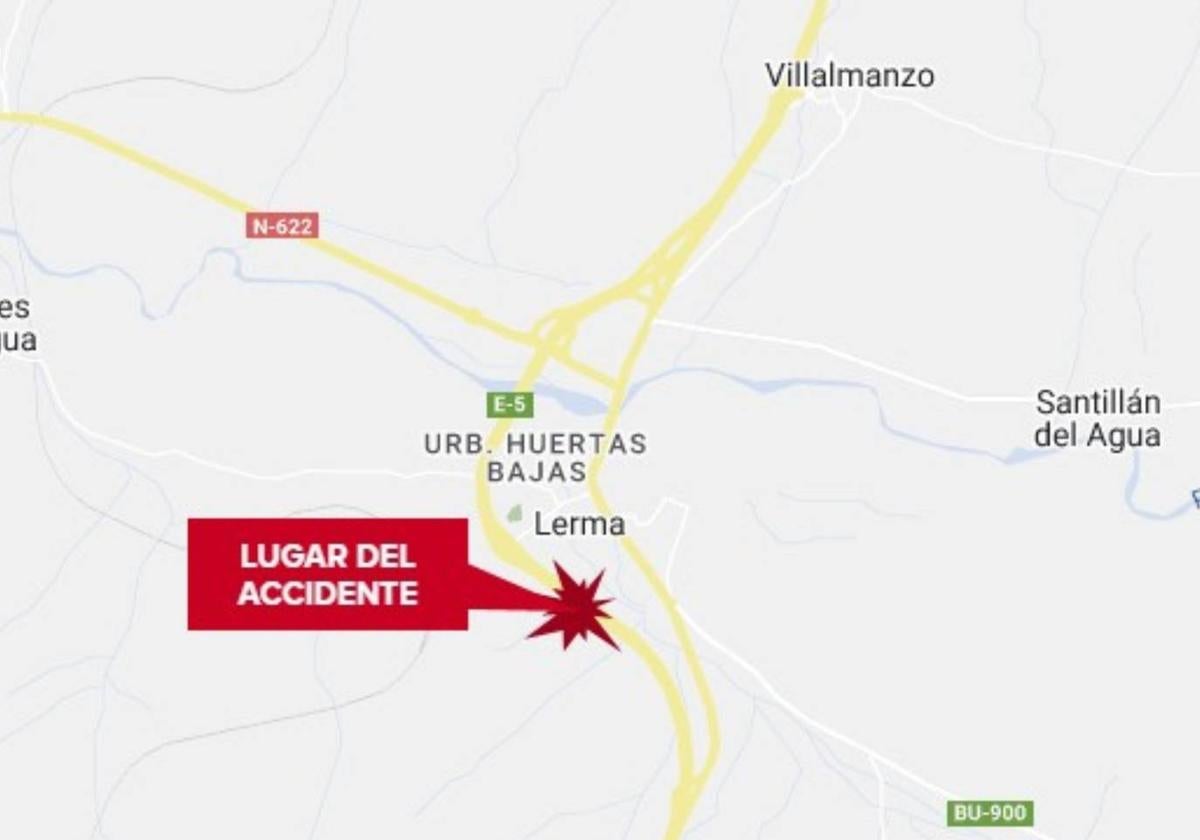 Lugar del accidente en Burgos.