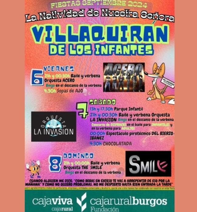 Cartel de fiestas de Villaquirán de los Infantes 2024.