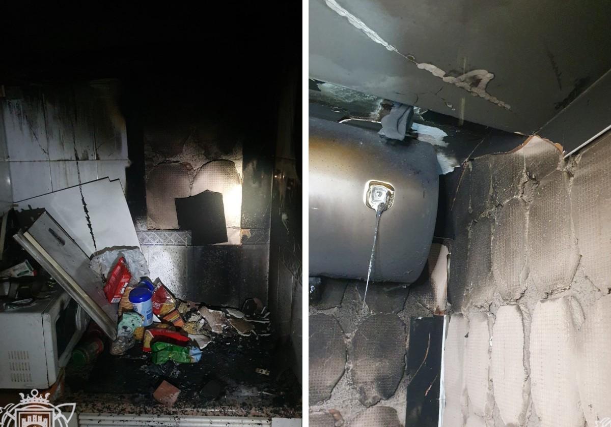 Imágenes de la cocina incendiada en Burgos.